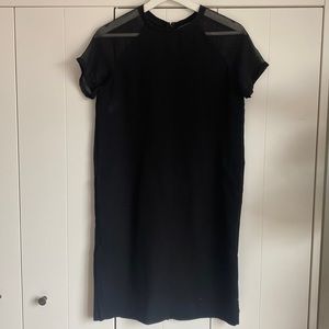 Black Vince dress with shoulder detail and zip in the back